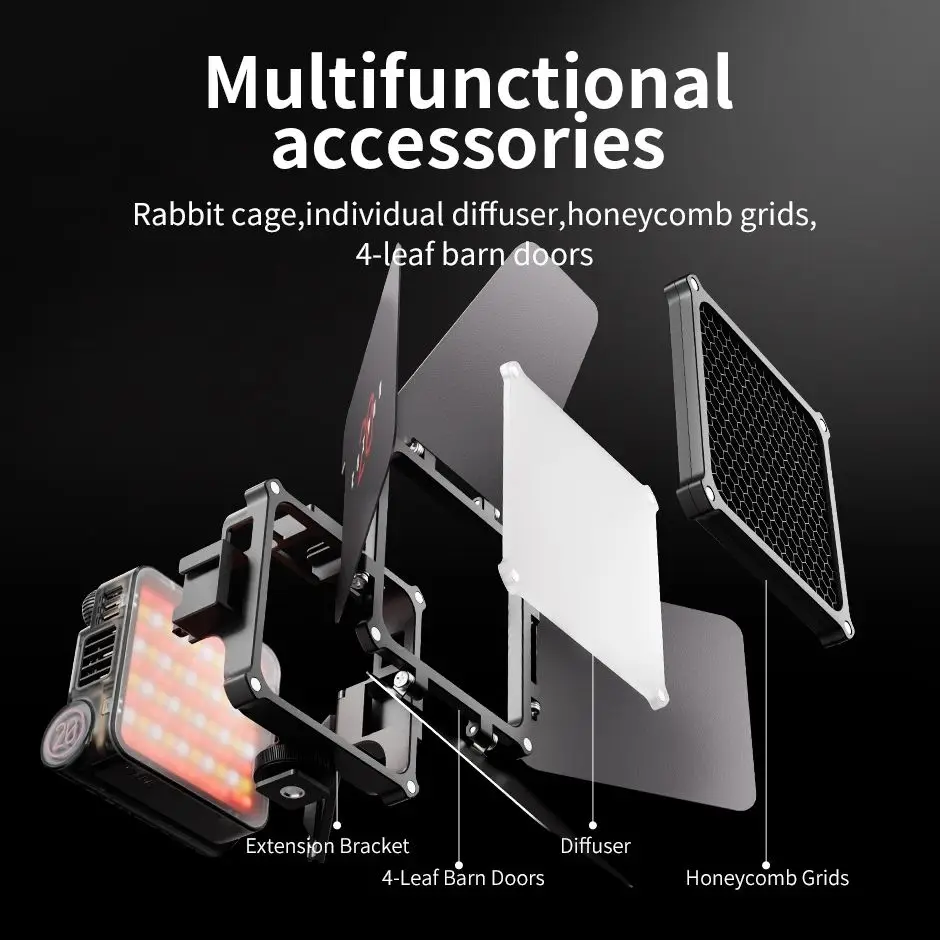 【Do Brasil】ZHIYUN FIVERAY M20C 20W RGB Luz de vídeo 2500K-10000K Luzes de preenchimento Controle por aplicativo Iluminação fotográfica Transmissão ao vivo