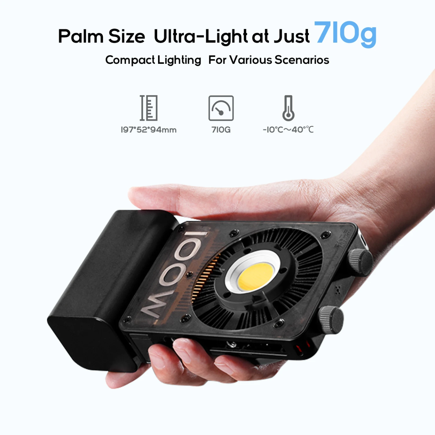 【Do Brasil】ZHIYUN CINEPEER CX100 100W Luz de vídeo de bolso portátil LED COB Luz de preenchimento para fotos Iluminação fotográfica