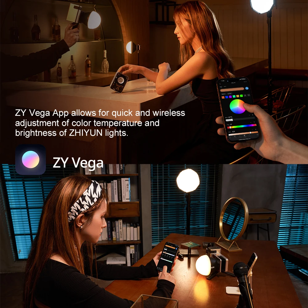 【Do Brasil】ZHIYUN MOLUS X60RGB 60W RGB COB Luz de bolso Luzes de vídeo LED Lâmpada de preenchimento Iluminação fotográfica portátil