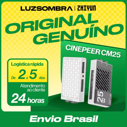 【Do Brasil】ZHIYUN CINEPEER CM25 25W Luz LED portátil de bolso para vídeo Luz bicolor para foto Luz de preenchimento Iluminação para fotografia