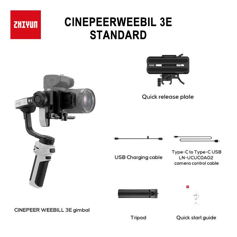 【 Do Brasil】ZHIYUN CINEPEER WEEBILL 3E Camera Stabilizer - Smart Follow for DSLR Mirrorless Camera Vlog YouTube Shooting