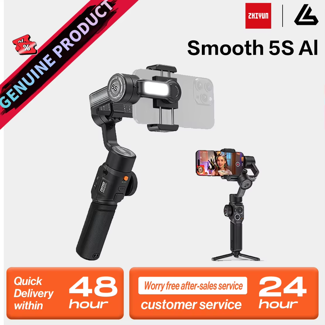 ZHIYUN SMOOTH 5S AI Rastreamento Estabilizador portátil 3 eixos Smartphone Gimbal Cardan Cardan ao ar livre Vlog Vídeo ao vivo