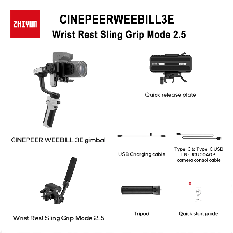 【 Do Brasil】ZHIYUN CINEPEER WEEBILL 3E  Camera Stabilizer - Smart Follow for DSLR Mirrorless Camera Vlog YouTube Shooting