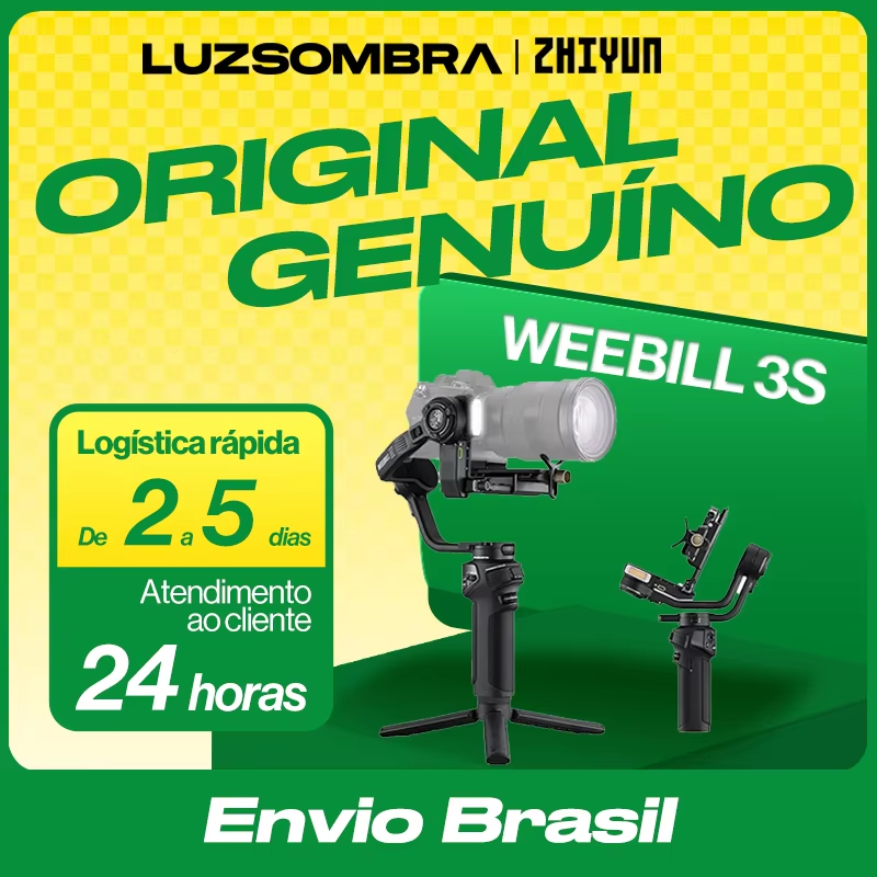 【 Do Brasil】ZHIYUN WEEBILL 3S Estabilizador de cardan de câmera - Seguidor inteligente anti-vibração de 3 eixos para gravação de câmeras DSLR/sem espelho