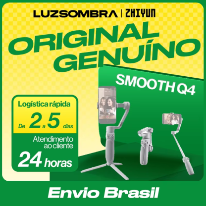【 Do Brasil】Zhiyun Smooth Q4 Smartphone Gimbal - Smart Follow Anti-Shake para iPhone Android Vlog TikTok YouTube Video Shootin