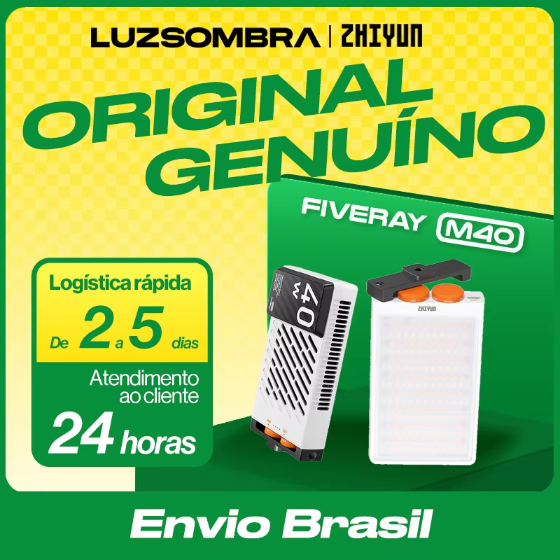 【Do Brasil】ZHIYUN FIVERAY M40 40W Lâmpada LED Luz de preenchimento Luz de bolso portátil Foto Lâmpada de vídeo Luz de preenchimento Iluminação fotográfica