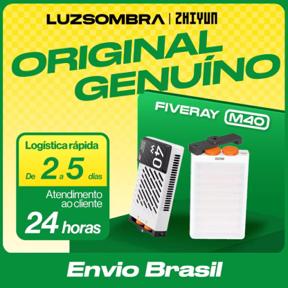 【Do Brasil】ZHIYUN FIVERAY M40 40W Lâmpada LED Luz de preenchimento Luz de bolso portátil Foto Lâmpada de vídeo Luz de preenchimento Iluminação fotográfica