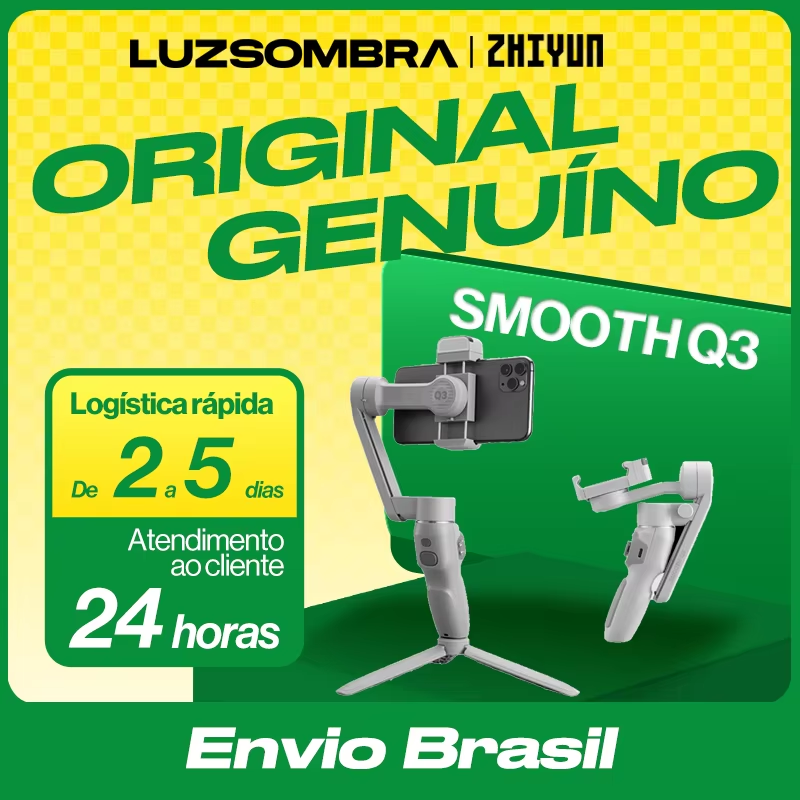 【 Do Brasil】ZHIYUN SMOOTH Q3 Smartphones Gimbal Estabilizador portátil de 3 eixos para iPhone Android Smartphone Vlog Vídeo ao vivo