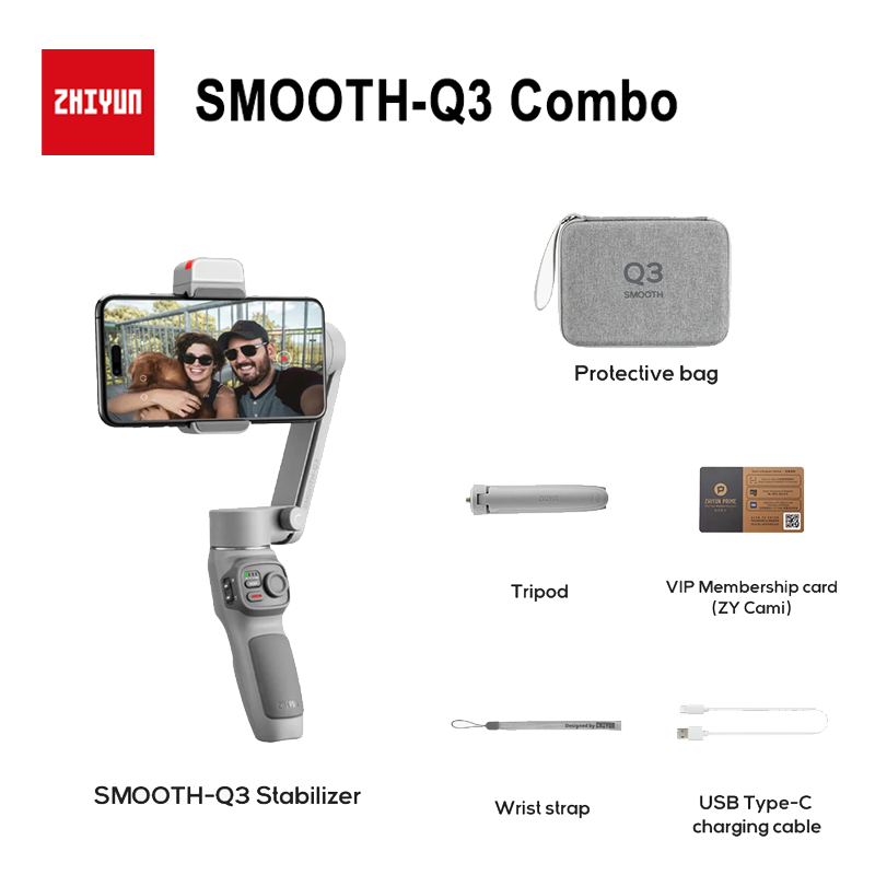【 Do Brasil】ZHIYUN SMOOTH Q3 Smartphones Gimbal 3-Axis Handheld Stabilizer for iPhone Android Smartphone Vlog Live Video