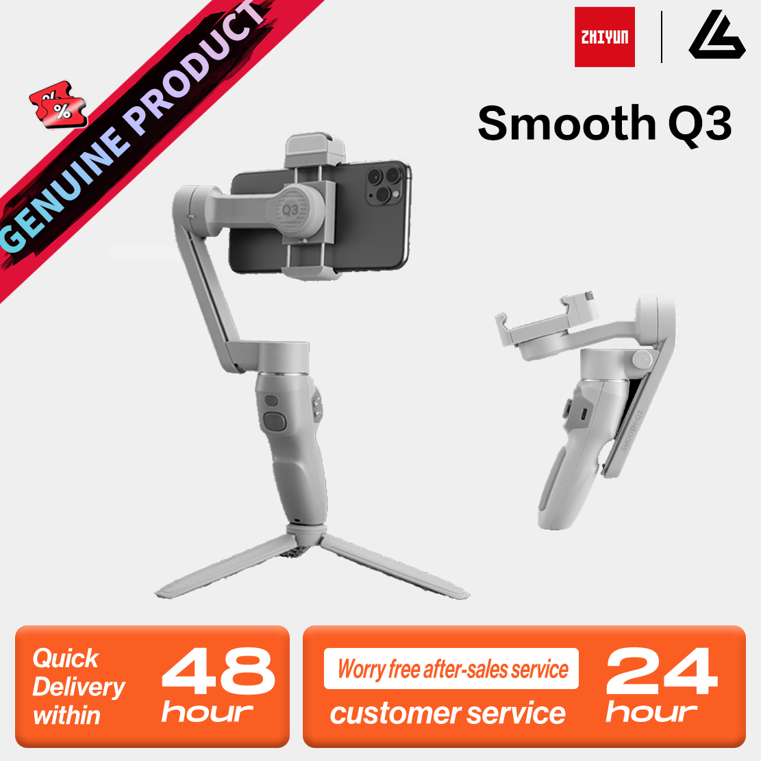 【 Do Brasil】ZHIYUN SMOOTH Q3 Smartphones Gimbal 3-Axis Handheld Stabilizer for iPhone Android Smartphone Vlog Live Video