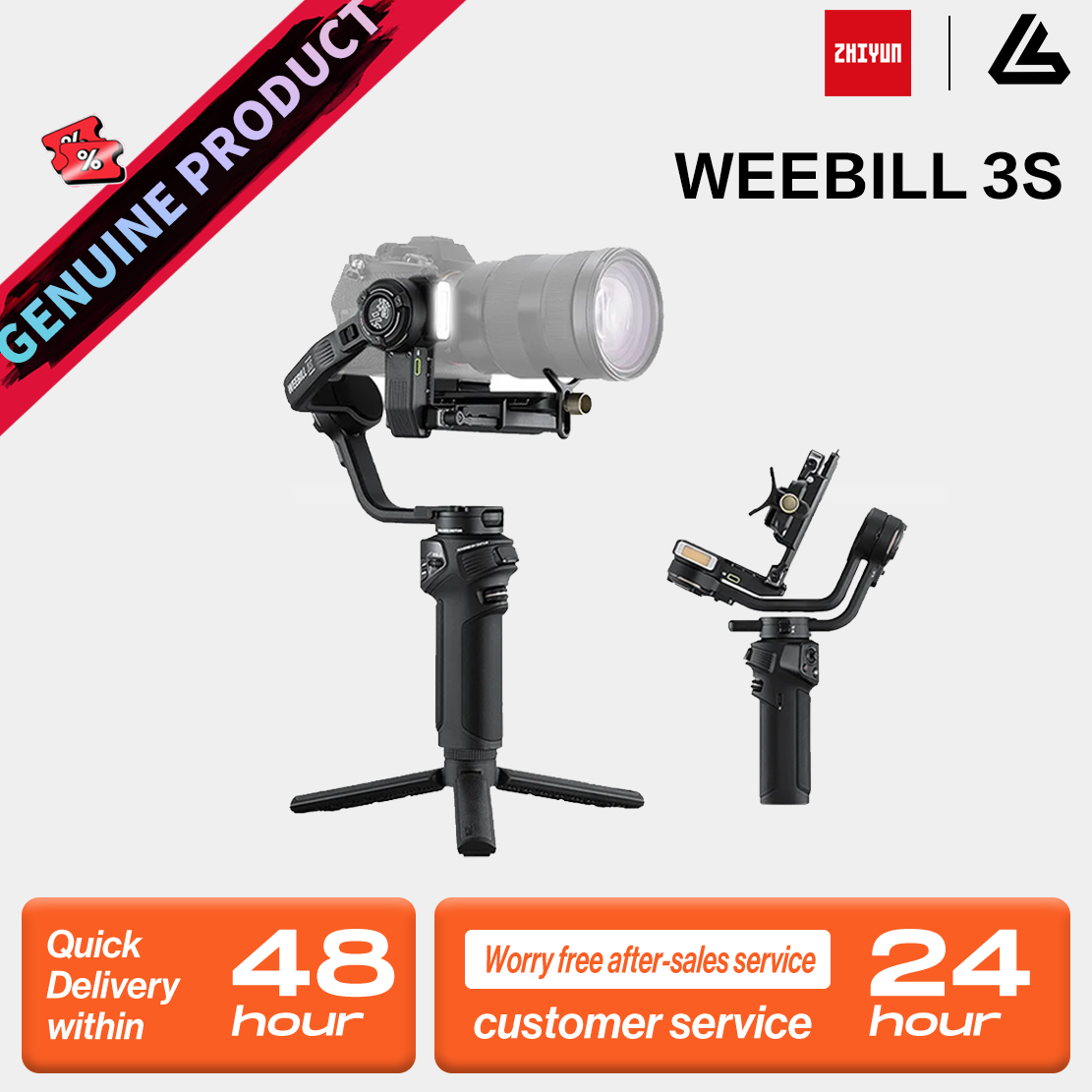 【 Do Brasil】ZHIYUN WEEBILL 3S Camera Gimbal Stabilizer - 3-Axis Anti-Shake Smart Follow for DSLR/Mirrorless Cameras Shooting