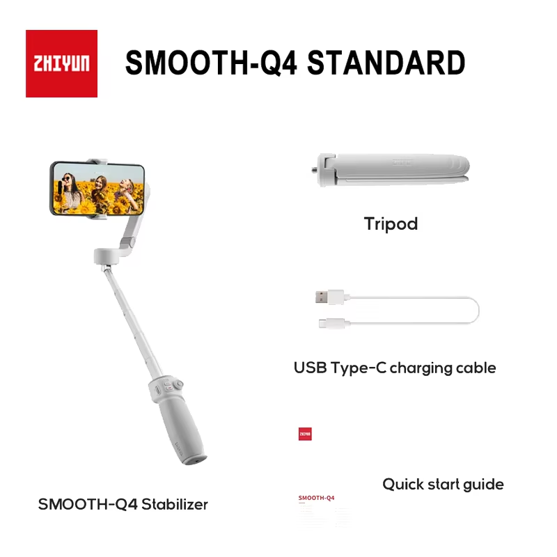 Zhiyun Smooth Q4 Smartphone Gimbal - Smart Follow Anti-Shake for iPhone Android Vlog TikTok YouTube Video Shootin