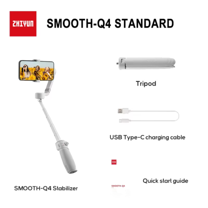 Zhiyun Smooth Q4 Smartphone Gimbal - Smart Follow Anti-Shake for iPhone Android Vlog TikTok YouTube Video Shootin