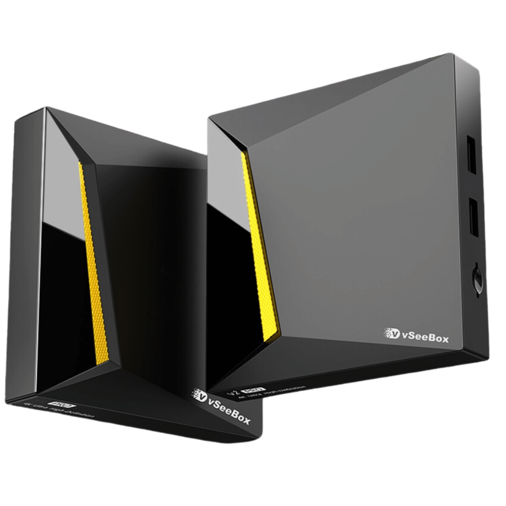 vSeeBox V2 Pro Android TV Box with No Subscription Fees | 8K Streaming & Voice Remote – Vseebox