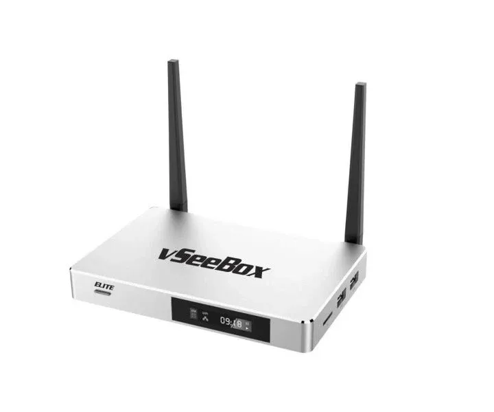 vSeeBox Elite Android TV Box with No Subscription Fees | 8K Streaming & Voice Remote – vSeeBox