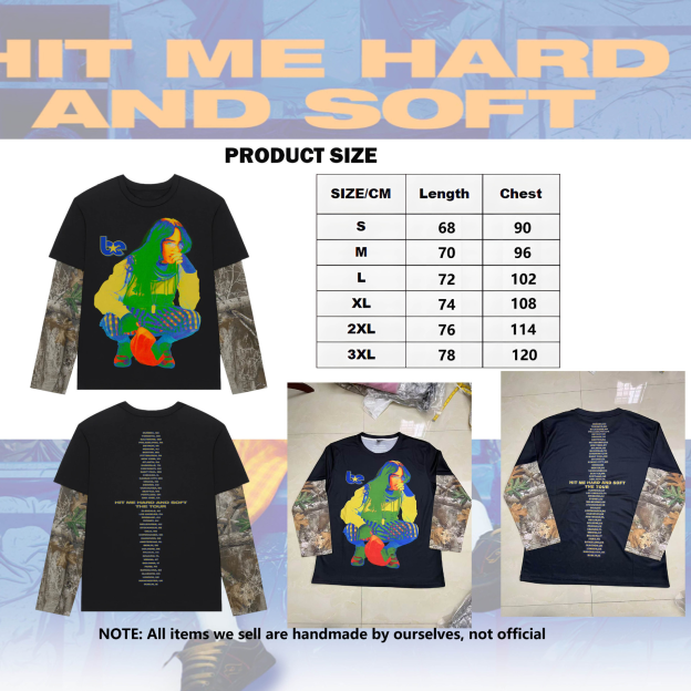 Billie Eilish Merch - HIT ME HARD AND SOFT  Long Sleeve Top