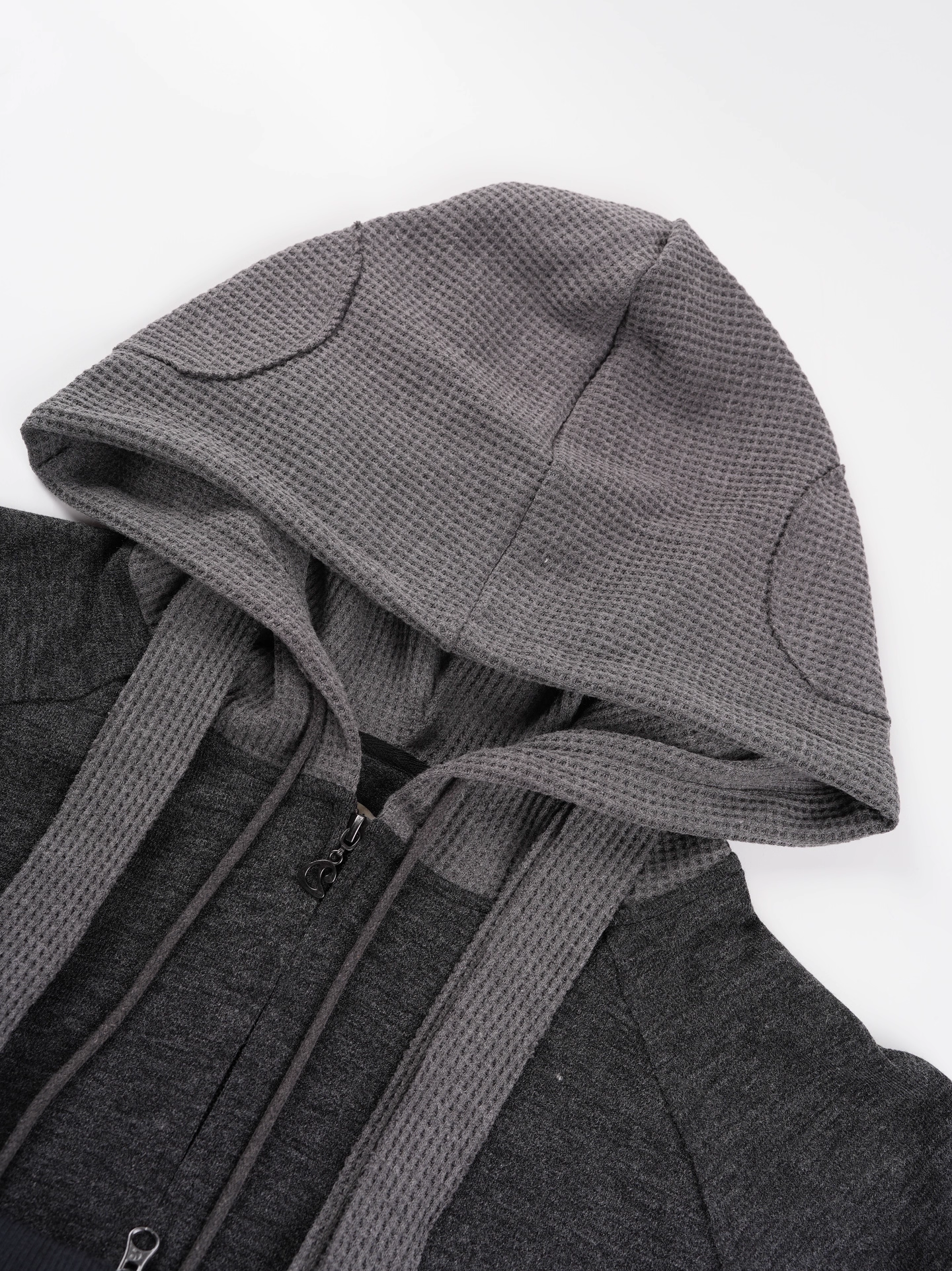 NewJeans Haerin Inspired Waffle Paneled Hooded Zip-Up Jacket