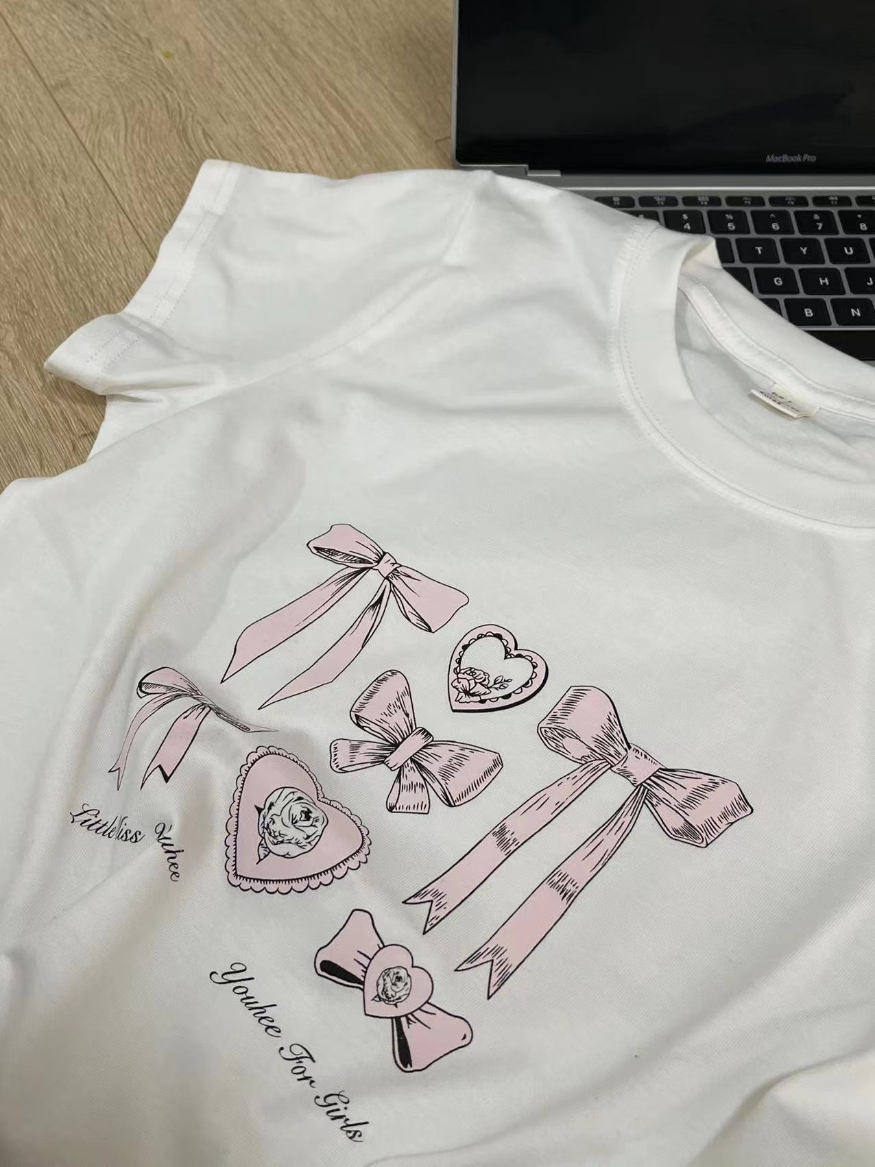 Red Velvet Joy Inspired Heart Bow Print Tee