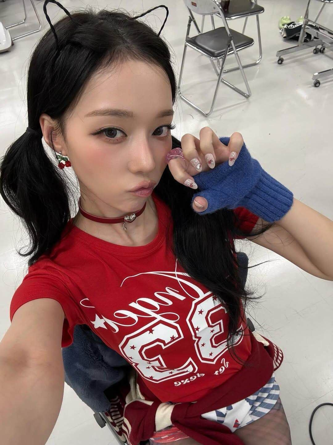 Aespa Winter Inspired Angel 33 Red Crop Top Tee