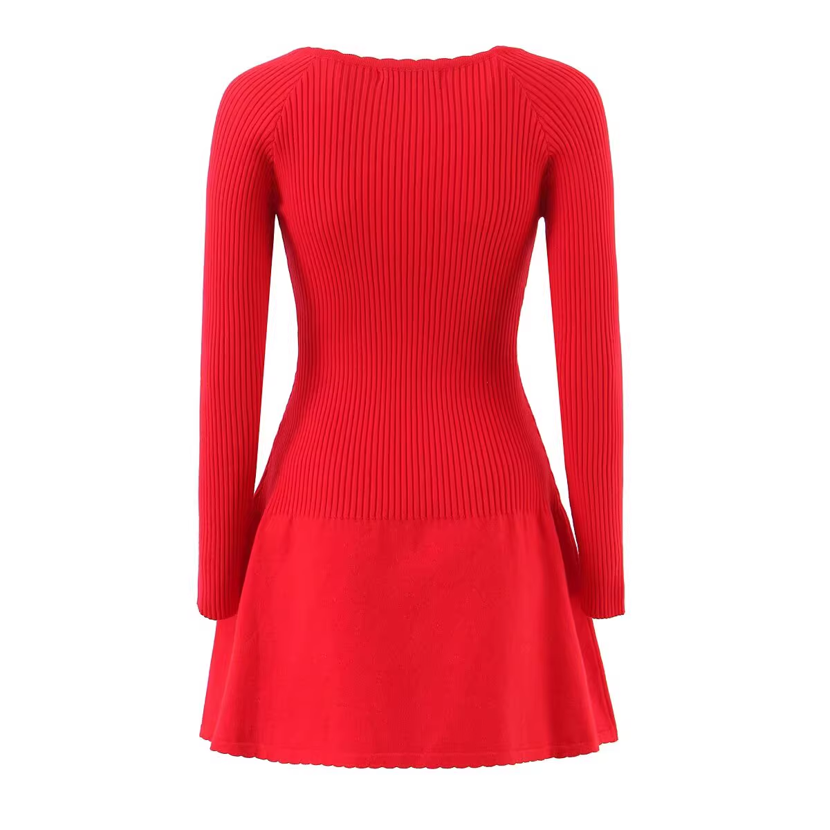 Blackpink Jennie Inspired Square Neck Red Knit Dress