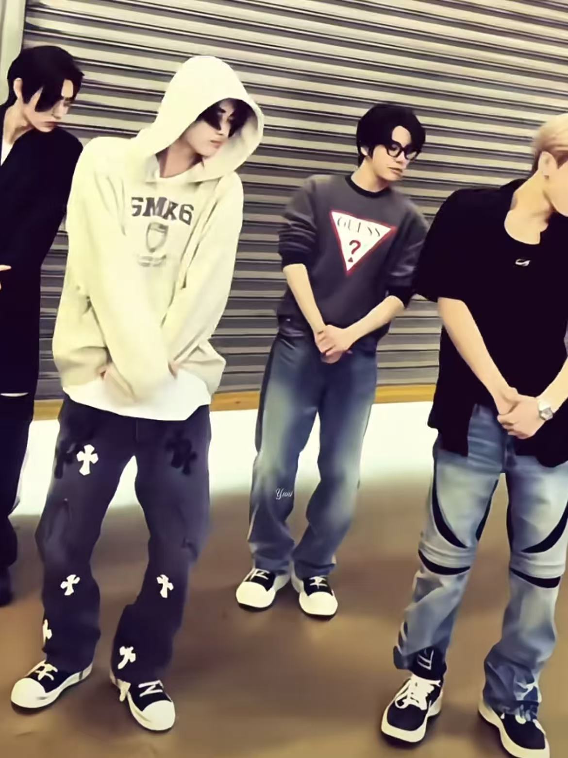 Enhypen Niki Inspired Chrome Hearts Cross Patch Straight Leg Denim Jeans-NI-KI