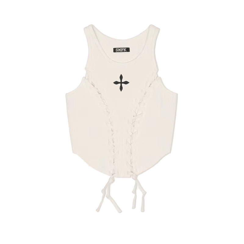 IVE JANG WONYOUNG inspired SMFK Deconstructed Baseball Tactical Vest Crop Top