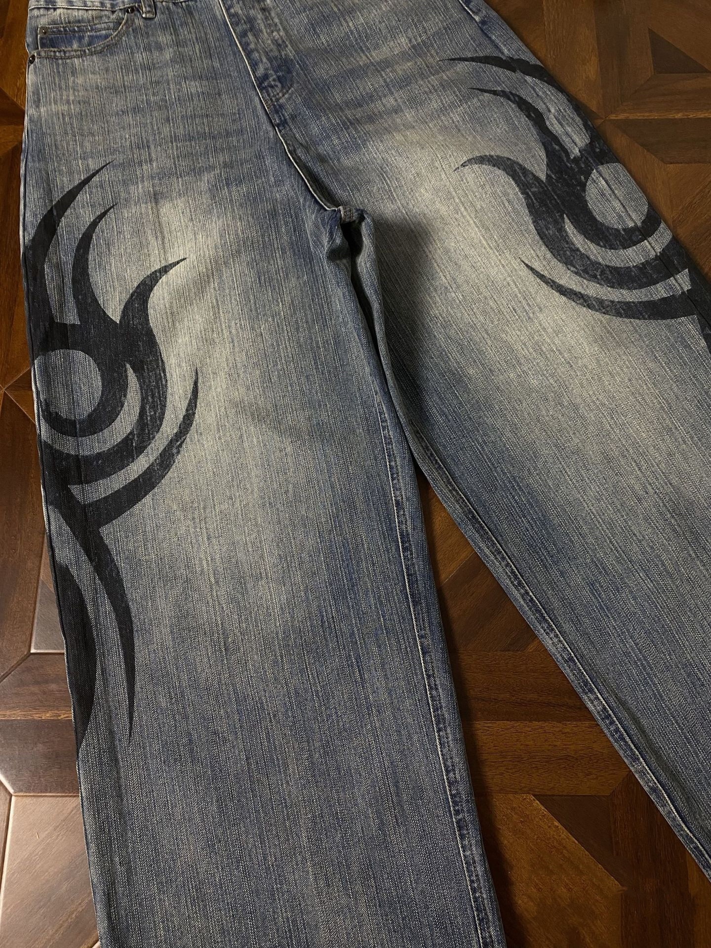 TXT Yeonjun Inspired Flame Print Wide Leg Pants