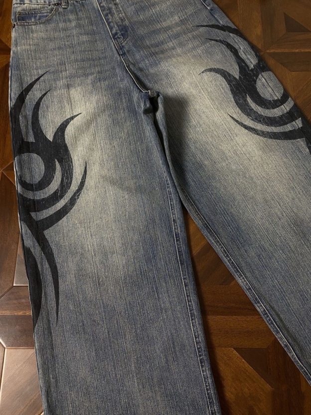 TXT Yeonjun Inspired Flame Print Wide Leg Pants