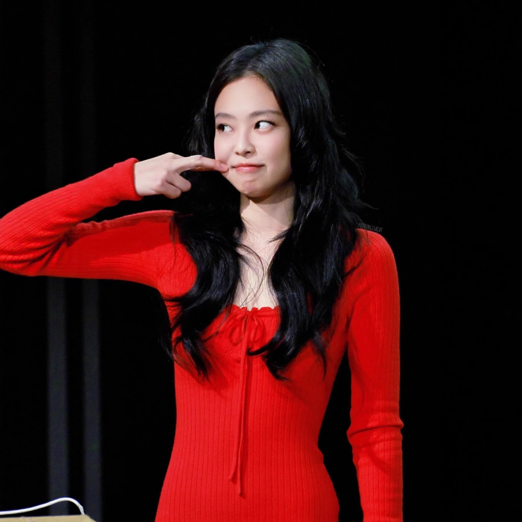 Blackpink Jennie Inspired Square Neck Red Knit Dress