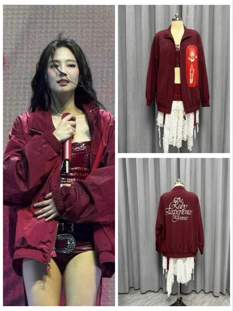 Blackpink Jennie Inspired Coachella Burgundy Jacket  
