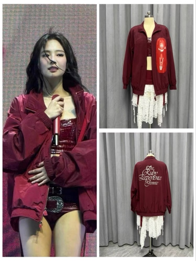 Blackpink Jennie Inspired Coachella Burgundy Jacket  
