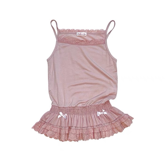 IVE Rei & ILLIT Moka Lace Ruffled Camisole