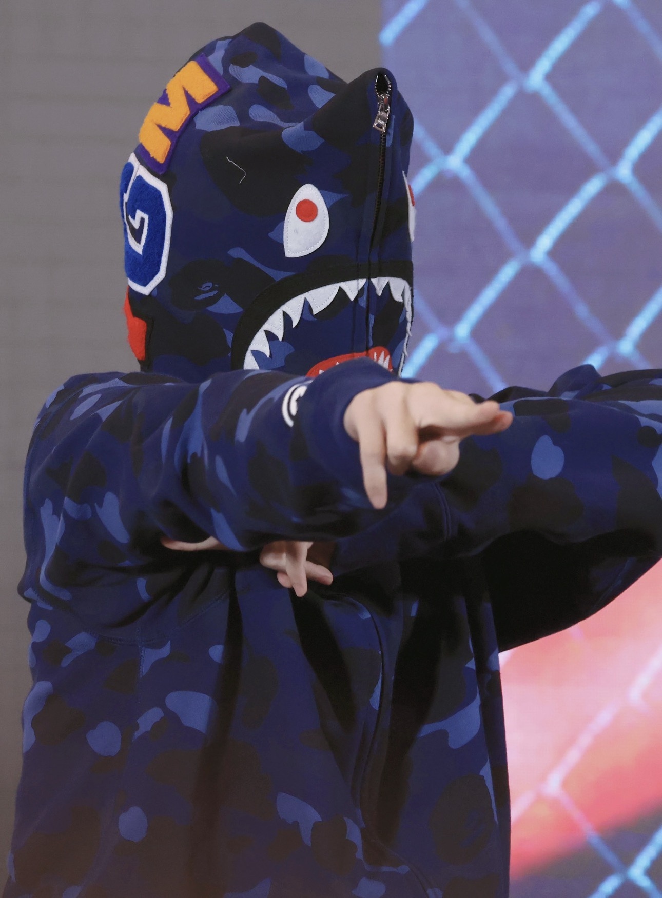 Enhypen JUNGWON Camo Bape shark Print inspired zip up oversized hoodie jacket