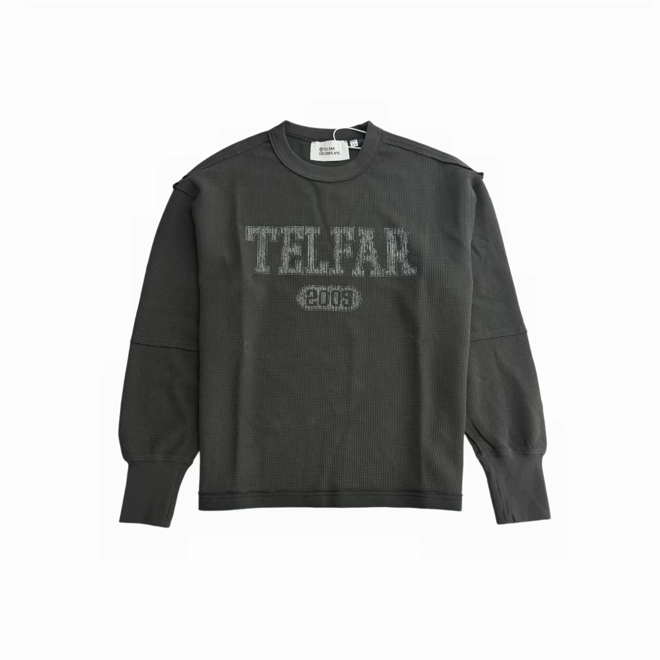 Cortis Martin Inspired Waffle Knit Rhinestone Long Sleeve Tee