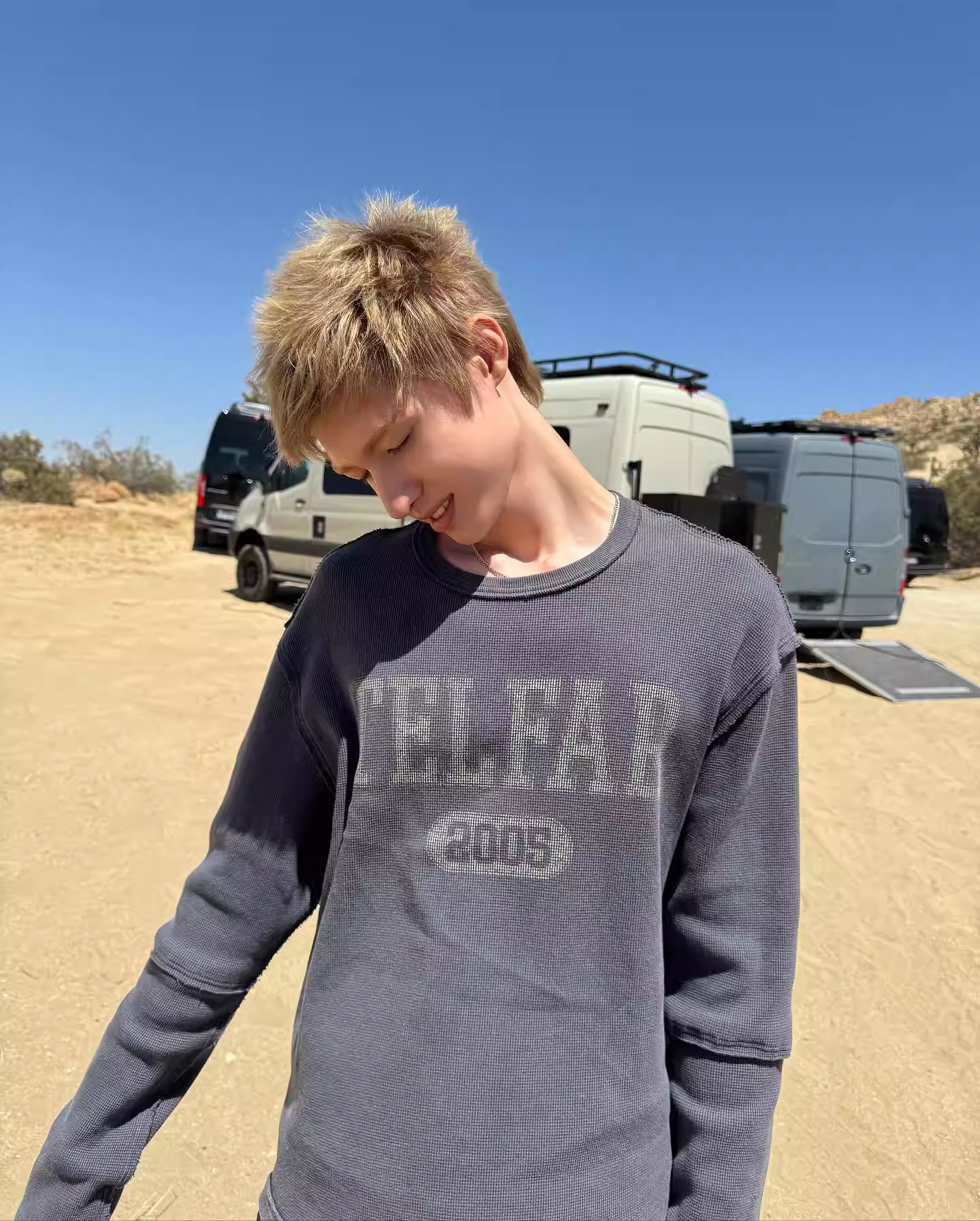 Cortis Martin Inspired Waffle Knit Rhinestone Long Sleeve Tee