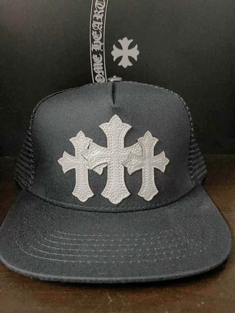 Ateez Wooyoung Inspired Chrome Hearts Style Triple Cross Trucker Cap Hat