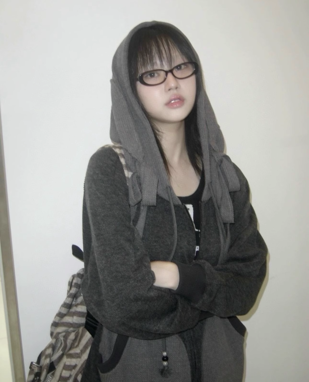 NewJeans Haerin Inspired Waffle Paneled Hooded Zip-Up Jacket