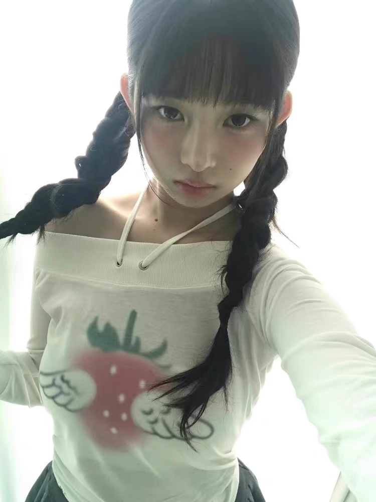 IVE Rei Inspired Strawberry Angel Off Shoulder Top