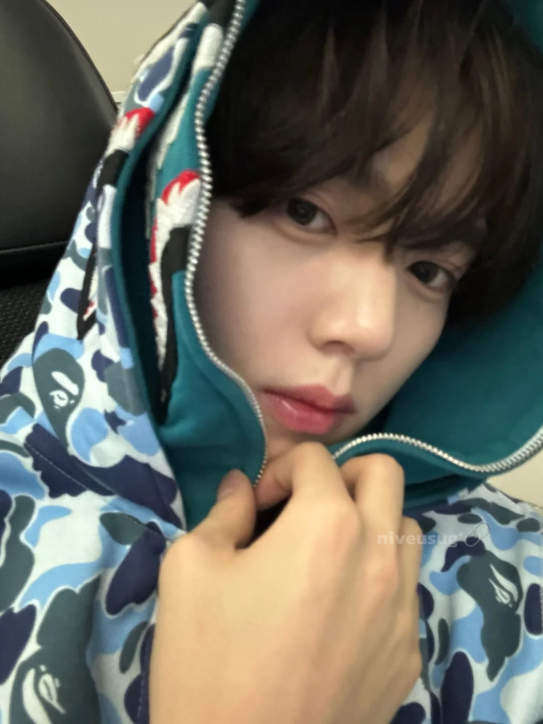 Enhypen Sunoo&ZB1 Yujin Inspired BAPE Blue Camo Shark Full Zip Hoodie 