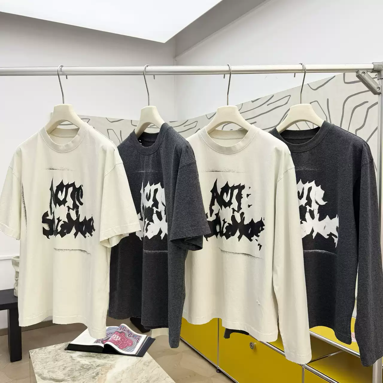 BTS SUGA Inspired Acne Style Gothic Logo Distressed Oversized T-shirt
