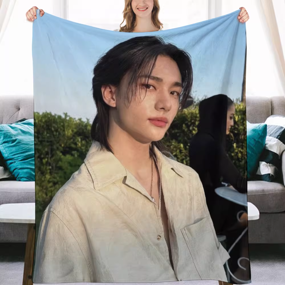 Stray kids Hyunjin Fanmade Flanne Blanket - Kpop Concert Fan Blanket-Straykids