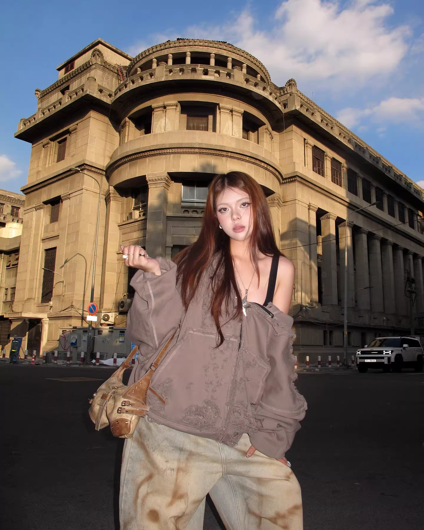 Blackpink Rose Inspired Heavy Distressed Destroyed Zip-Up Hoodie