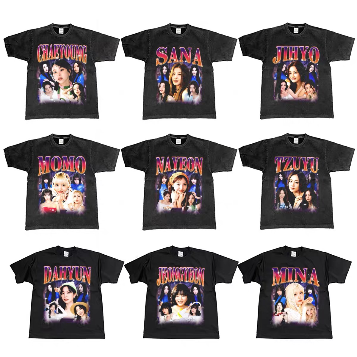 TWICE Custom Member Printed Retro Washed T-Shirt
