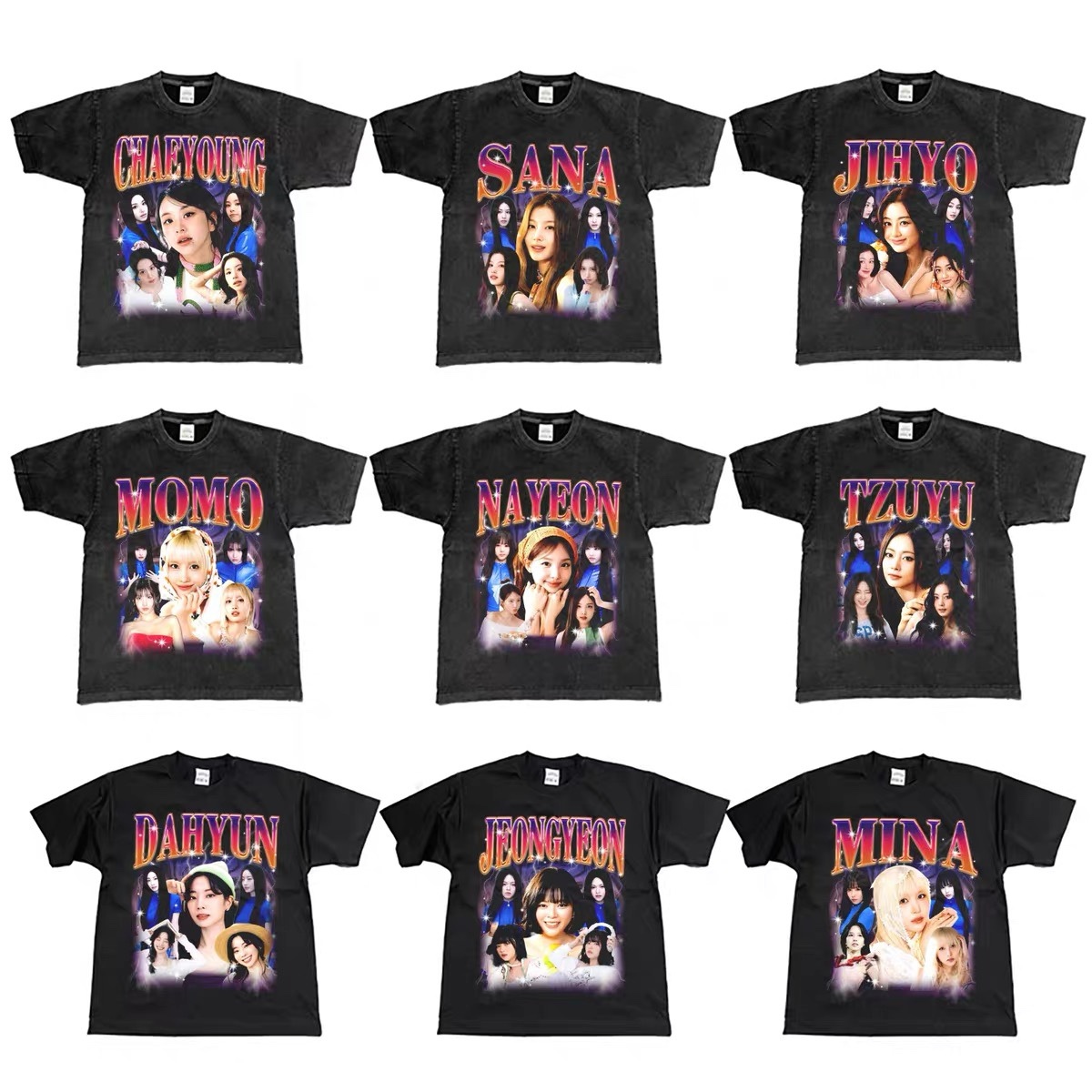 TWICE Custom Member Printed Retro Washed T-Shirt