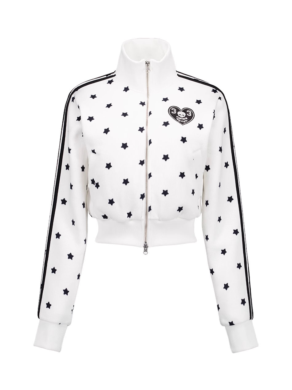 Star Print Zipper Short Jacket-Aespa Karina