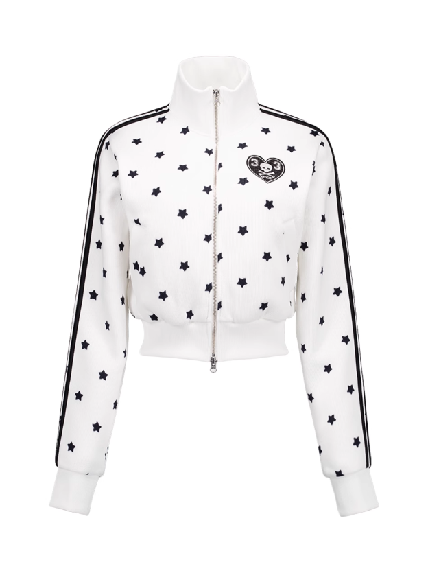 Star Print Zipper Short Jacket-Aespa Karina