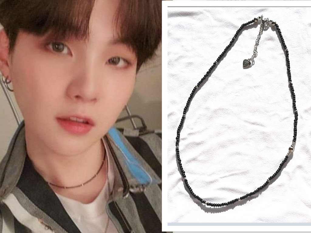 BTS SUGA Inspired Black Beads Necklace