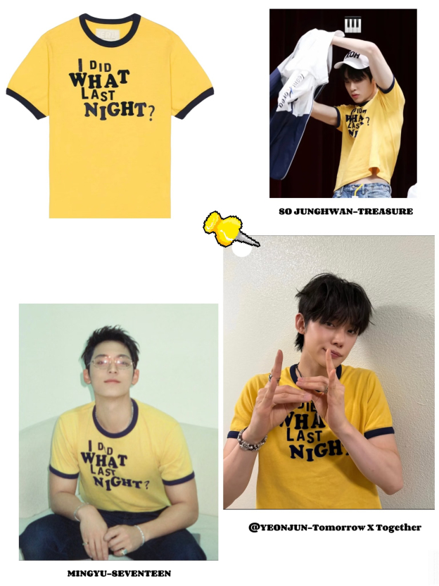Seventeen Mingyu & TXT Yeonjun Inspired Vibrant Yellow Contrast Short Sleeve Tee