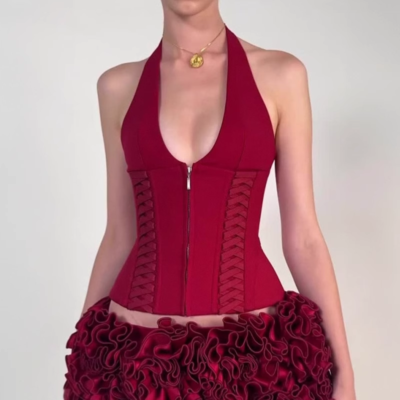 Like Jennie Same Red Halter top-Jennie Blackpink