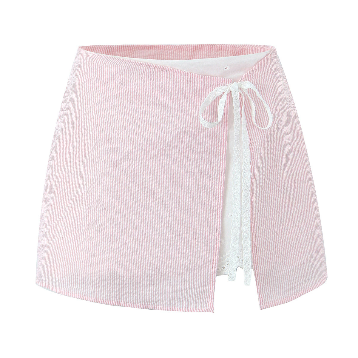 Lace Striped Slim Camisole Short Skirt Set-Outfitidea For Blinks BLACKPINK-Inspired Fashion